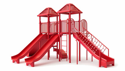 Red Playground Jungle Gym | Sleek and Modern Design | Isolated on White