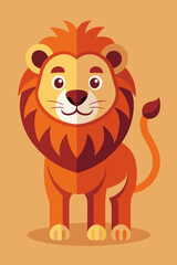 Charming Stylized Lion Illustration in Warm Tones with Minimalistic Cartoon Design
