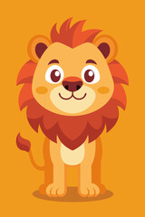 Obraz premium Charming Stylized Lion Illustration in Warm Tones with Minimalistic Cartoon Design 