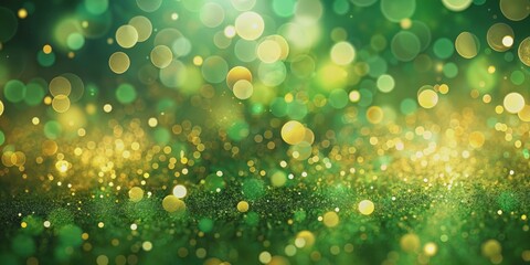 Obraz premium Abstract Green and Gold Bokeh Background, bokeh, lights, sparkle, background