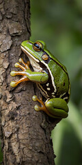 frog in a tree ecology forest