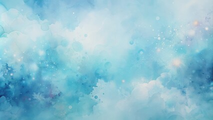Abstract Watercolor Blue Sky with Glittering Lights, watercolor, sky, blue , sparkle