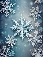 Winter snowflake background with cool tones