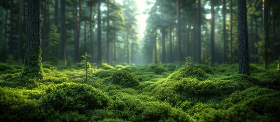 Obraz premium A Lush Forest Floor Bathed in Sunlight