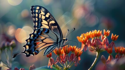 Capture a butterfly resting on a flower