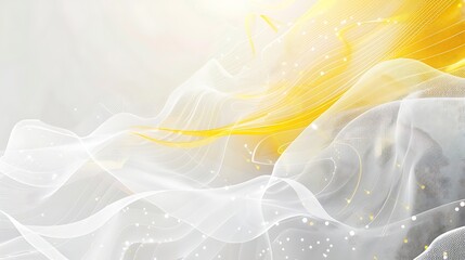 Elegant Minimalist Tech Background in White and Yellow with Digital Waveforms, Ideal for High-Tech Communication and Innovation Themes