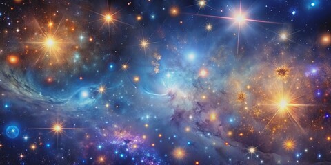 Obraz premium Cosmic Symphony of Stars, Digital Painting, Starry Night, Nebula, Galaxy, Space , nebula