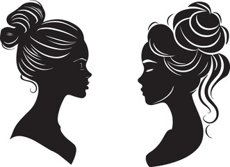 Young girl face icon cameo hair style 