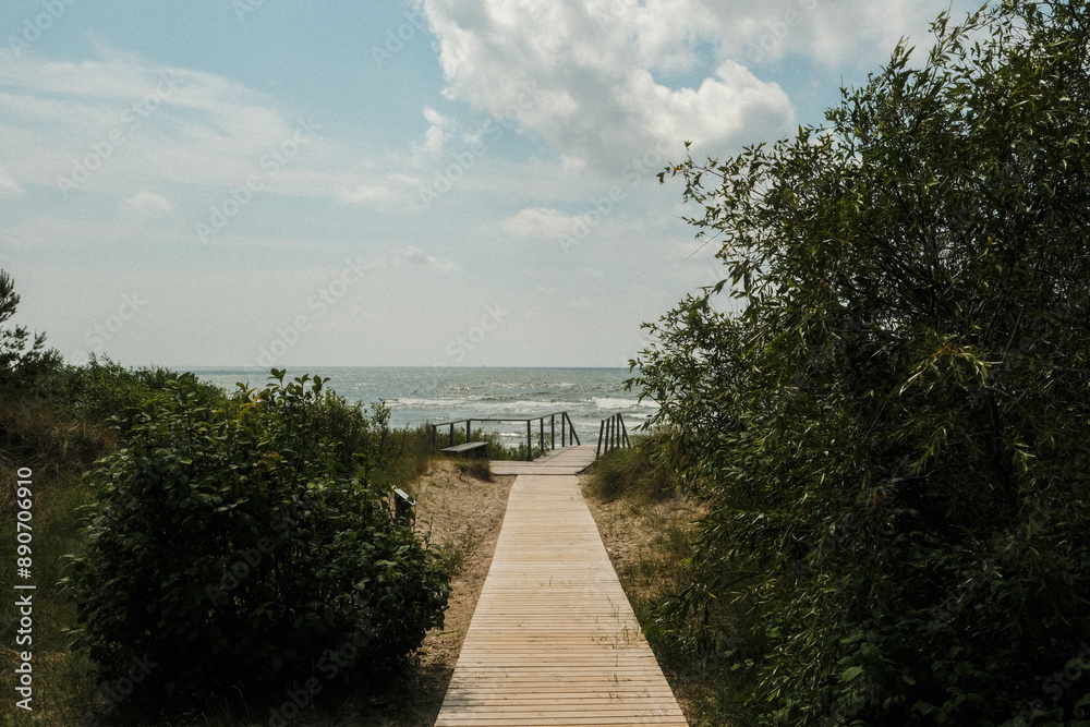 Wall mural boardwalk to the sea