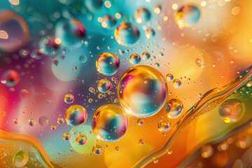 Abstract Colorful Bubbles in Liquid Art 