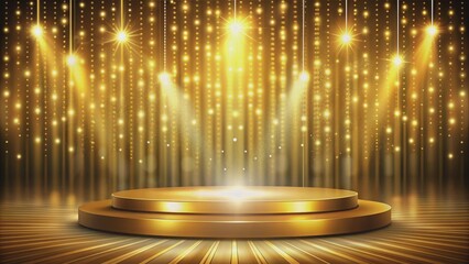 Golden Stage with Lights and Glitter, gold, stage, lights, glitter, award