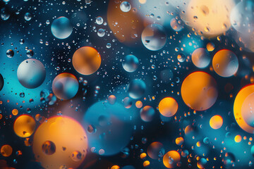 Colorful Oil and Water Bubbles at Night 