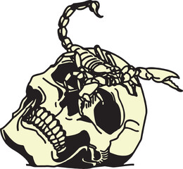 Edgy skull and scorpion design: bold and fearless statement. Suitable for t-shirt merchandise