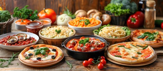 Fototapeta premium A Table Spread with Delicious Italian Dishes