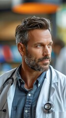 Obraz premium Urban Doctor in Casual Wear Waiting for Patients