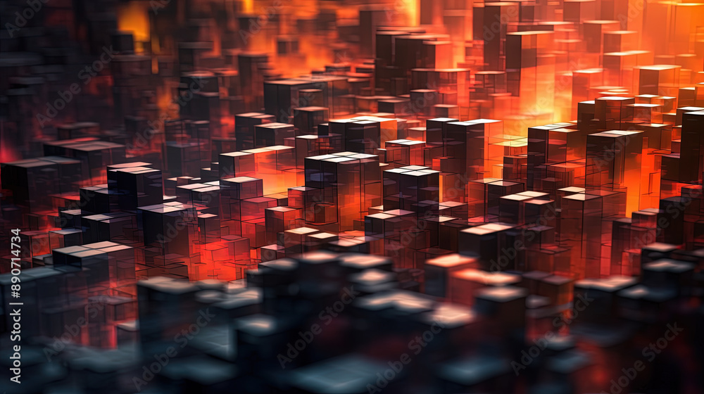 Poster Abstract background with structure of cubes. Colorful cubes texture for technology backdrop.