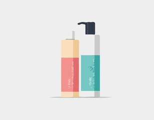 Conditioner for hair in a long bottle vector flat material design isolated object on white background