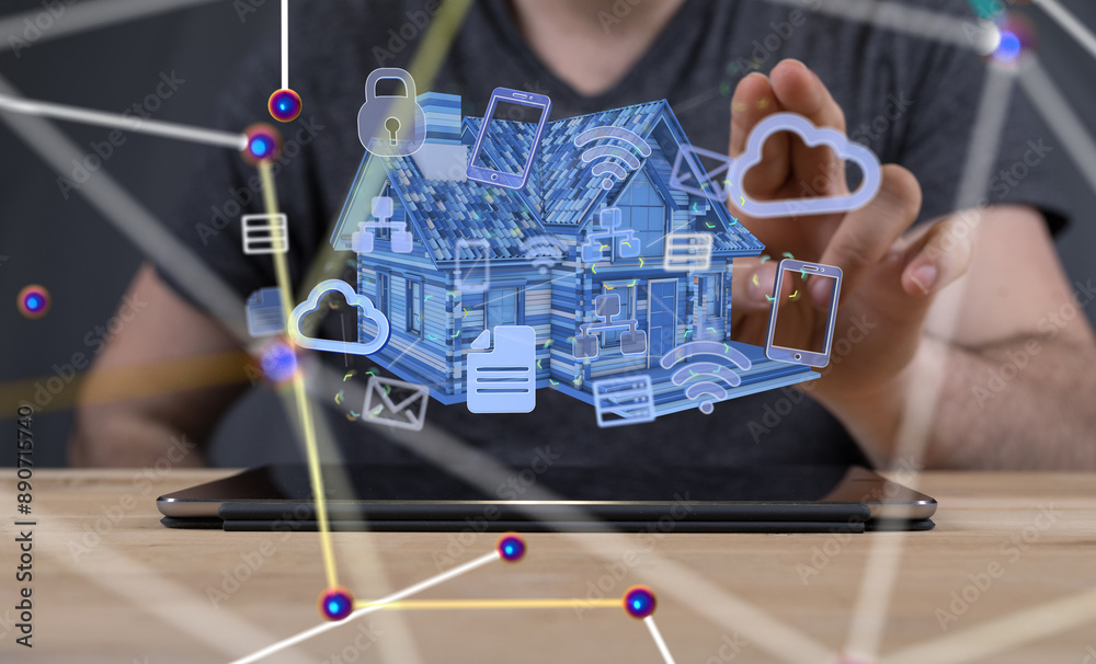 Poster house. data Big data visualization background.Abstract technology