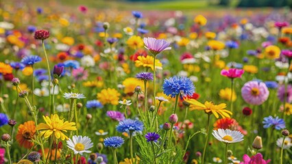 Obraz premium Wildflowers in Bloom A Colorful Meadow, Photography, Flowers, Nature, Meadow, Spring, Summer