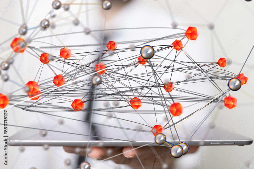 Poster conference digital network and data concept 3d