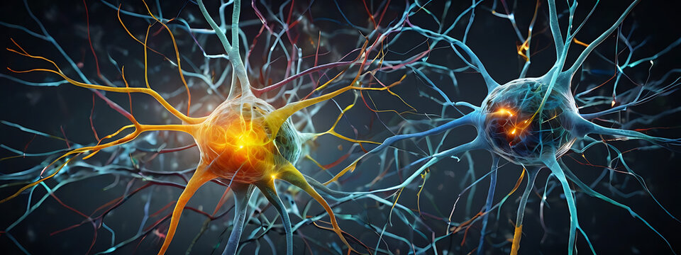 An illustration depicting neuroplasticity with a brain evolving and changing, connected by synapses and neurons, symbolizing growth and adaptation.

