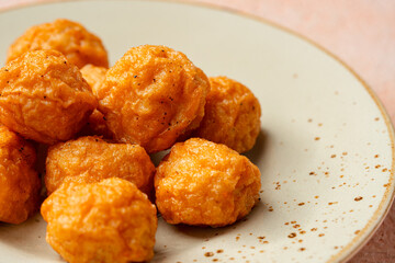 Bakso Ayam, Raw Indonesian Chicken Meatball in a bowl