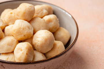 Bakso Ayam, Raw Indonesian Chicken Meatball in a bowl