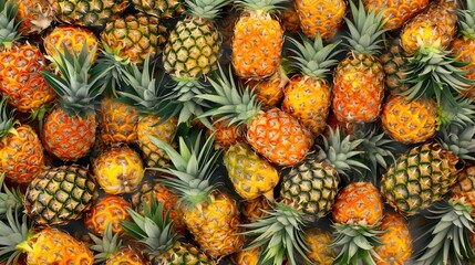 Fototapeta premium Fresh pineapple seamless pattern background