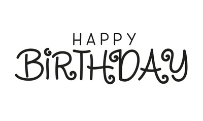 Happy birthday handwritten text lettering on white background. vector lettering for birthday cards
