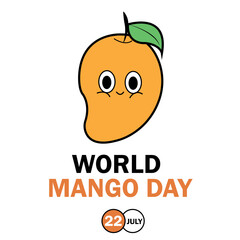 Vector Illustration of National Mango Day. Mango Character Design. July 22. White background. Eps 10.