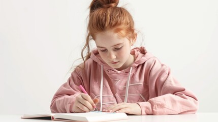 Young Girl Focused on Drawing