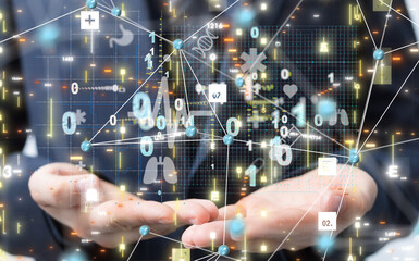 digital medical futuristic interface 3D rendering