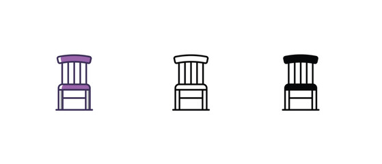 Chair Icons thin line and glyph vector icon stock illustration