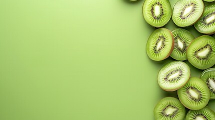 Fresh kiwi fruit slice on table closeup view