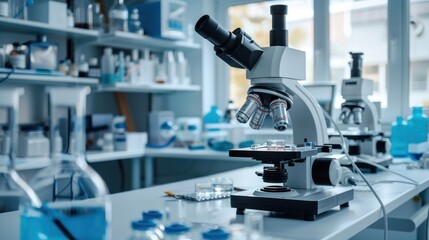 Microscope on the table in a lab