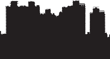 Silhouette of cityscape apartment building on white background 
