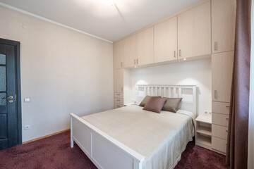 Luxurious master bedroom interior, modern house, beautiful interiors, wide bedroom.