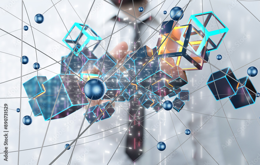 Poster conference digital network and data concept 3d