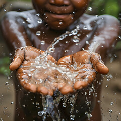 Fototapeta premium Water Crisis Ensuring Access for All emphasizes critical need to secure universal access safe and clean water,highlighting sustainable practices,policies,initiatives aimed at addressing water scarcity