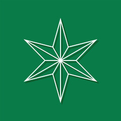 christmas star line icon , white geometric symbol isolated on green background, editable stroke decorative vector design element