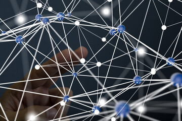 Fototapeta premium Global network. Blockchain. 3D illustration. Neural networks and artificial intelligence. Abstract