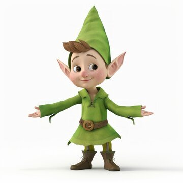 recommend clip art: A green elf with a green hat and green dress