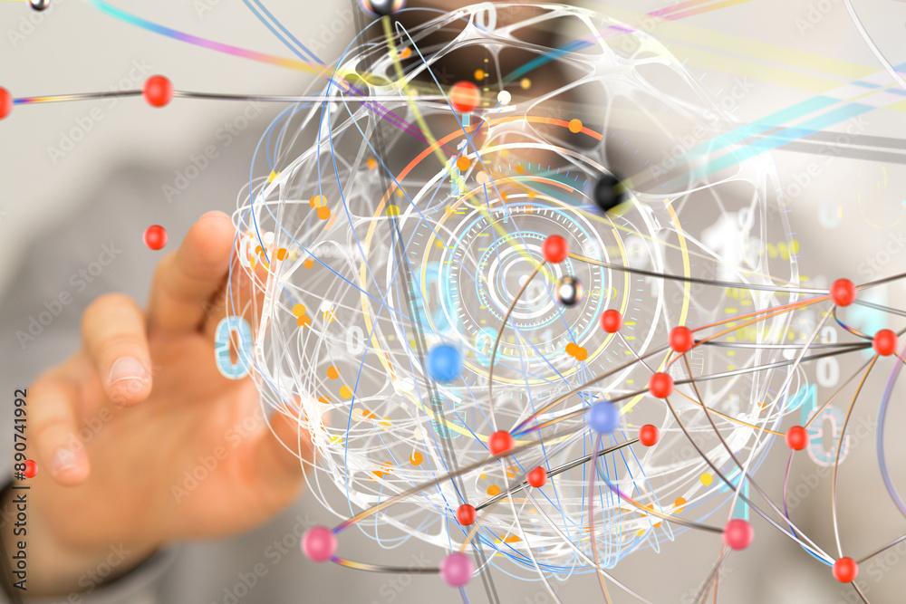 Poster conference digital network and data concept 3d - 3d