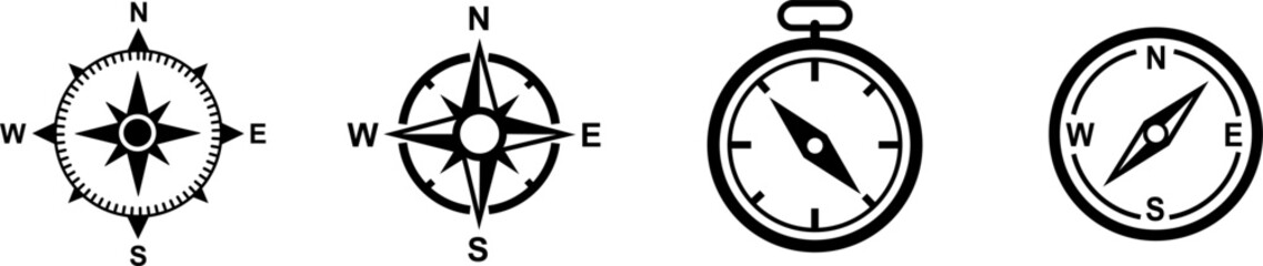 Compass icon set. Compass symbol. Vector illustration