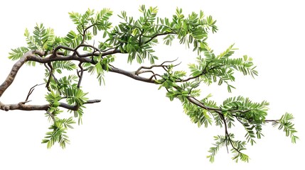 Obraz premium A Branch of Lush Green Leaves Isolated on a White Background