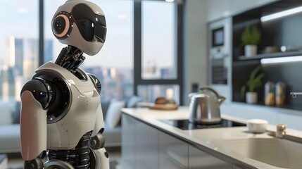 Fototapeta premium AI-Powered Robot Assistant A sleek humanoid robot assistant