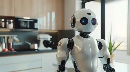 AI-Powered Robot Assistant A sleek humanoid robot assistant