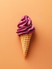 Burgundy Ice Cream Cone on an orange Background