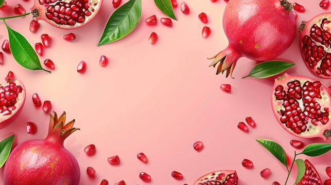 background template of pomegranate and seed grain for poster greeting card design
