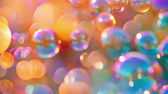 A whimsical arrangement of bubbles in bright hues reflecting the joyful and carefree nature of childhood.
